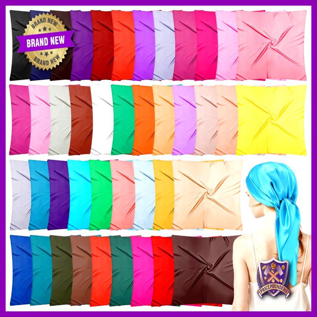 48 Pcs Large Satin Head Scarves For Hair Wrapping And Sleeping